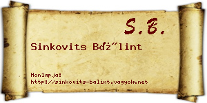 Sinkovits Bálint névjegykártya